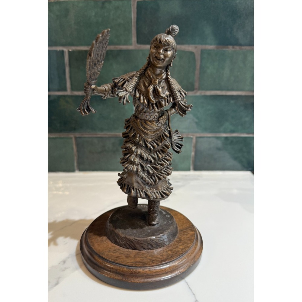 Douglas Downs 1995 Brass Native American Dancing Girl Sculpture 3/25 Folk Art